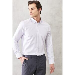 AC&Co / Altınyıldız Classics Men's White-burgundy Slim Fit Slim Fit Button Collar Printed Casual Shirt
