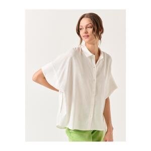Jimmy Key White Loose-Fit Short Sleeve Linen Shirt