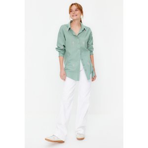 Trendyol Khaki Floral Embroidered Woven Shirt