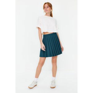 Trendyol Emerald Green Pleated Mini Woven Skirt Skirt