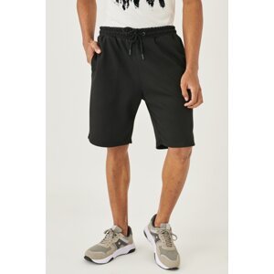 AC&Co / Altınyıldız Classics Men's Black Standard Fit Casual Comfortable Sports Knitted Shorts