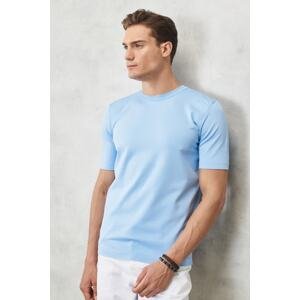 ALTINYILDIZ CLASSICS Men's Blue Standard Fit Regular Fit Crew Neck Plain Knitwear T-Shirt