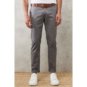 ALTINYILDIZ CLASSICS Men's Gray Slim Fit Slim Fit Dobby Side Pocket Cotton Flexible Chino Trousers