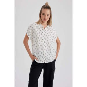 DEFACTO Coool Regular Fit Shirt Collar Printed Short Sleeve Shirt