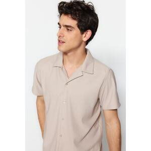 Trendyol Stone Men's Regular Fit Summer Shirt with Pile Collar,