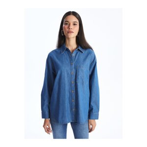 LC Waikiki Women's Straight Long Sleeve Oversized Jean Shirt