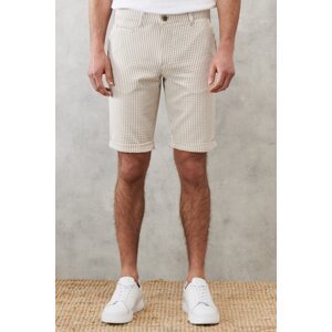 ALTINYILDIZ CLASSICS Men's White-beige Slim Fit Slim Fit Striped Side Pocket Casual Flexible Shorts
