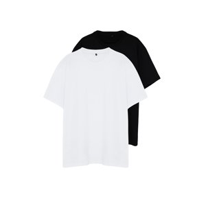 Trendyol Men's Plus Size T-Shirt 2-Pack Comfortable 100% Cotton Regular/Regular Fit T-Shirt