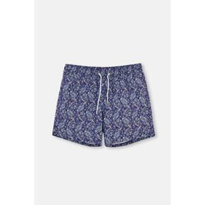 Dagi Navy Blue Paisley Patterned Short Swim Shorts