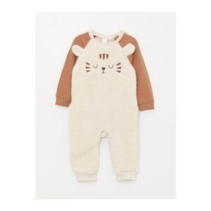 LC Waikiki Crew Neck Long Sleeve Embroidery Detail Baby Boy Plush Jumpsuit