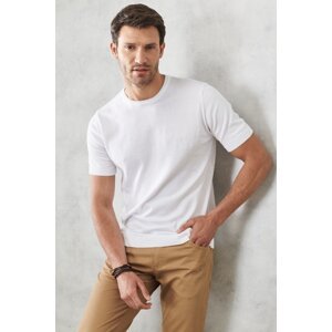 ALTINYILDIZ CLASSICS Men's White Standard Fit Crew Neck 100% Cotton Knitwear T-Shirt