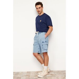 Trendyol Men's Blue Regular Fit Cargo Pocket Elastic Waist Jeans