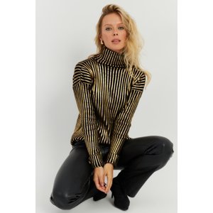 Cool & Sexy Women's Black-Gold Button Detailed Leaf Knitwear Sweater