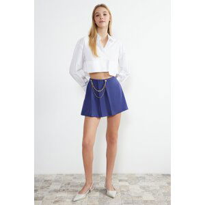 Trendyol Navy Blue Chain & Pleated Woven Shorts & Bermuda