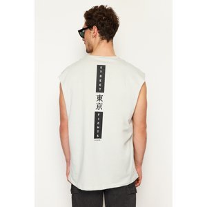Trendyol Gray Men's Oversize Fit Far East Printed Athlete-T-Shirt