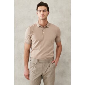 ALTINYILDIZ CLASSICS Men's Mink Standard Fit Normal Cut 100% Cotton Polo Neck Knitwear T-Shirt