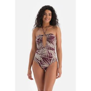 Dagi Burgundy Ecru Strapless Swimsuit