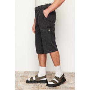 Trendyol Anthracite Men's Regular Waist Cargo Pocket Bermuda Jeans Shorts