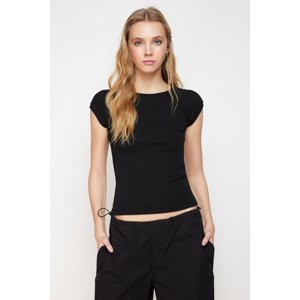 Trendyol Black Moon Sleeve Fitted Stretchy Knitted Blouse