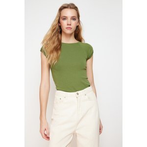Trendyol Khaki Moon Sleeve Fitted Stretch Knitted Blouse