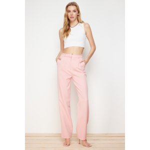 Trendyol Pink Straight/Straight Fit Wide Leg Pleated Woven Trousers