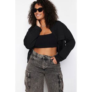 Trendyol Curve Black Waistband Buttoned High Neck Seasonal Knitted Jacket