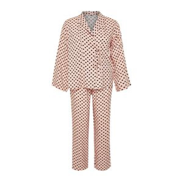 Trendyol Curve Powder Double Breasted Heart Patterned Pajama Set