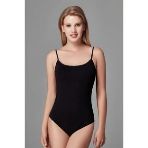 Dagi Black Strappy Combed Cotton Women's Bodysuit