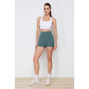 Trendyol Khaki Restorer Reflector Print Ruched Loose Fit Knitted Sports Shorts/Short Leggings