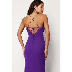 Trendyol Purple Evening Dress With Piping Detailed Back