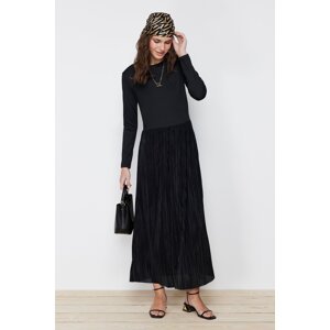 Trendyol Black Skirt Pleated Knitted Dress