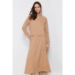 Trendyol Camel Knitted Sweat Dress