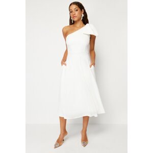 Trendyol Bridal White Bow Detail Wedding/Nikah Elegant Evening Dress