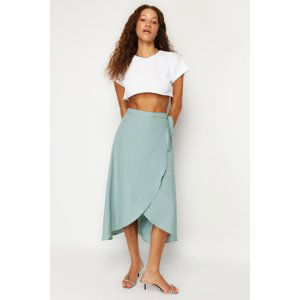 Trendyol Khaki Double Breasted Closure Tie Detail Midi Length Woven Skirt