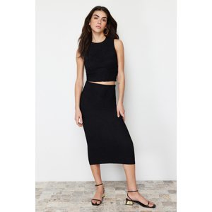 Trendyol Black Textured Fabric Stretchy Knitted Top-Bottom Set