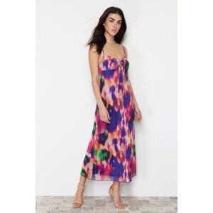 Trendyol Multi Color Maxi Length Heart Neck Knitted Maxi Dress