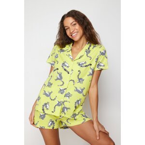 Trendyol Green 100% Cotton Animal Single Jersey Knitted Pajamas Set