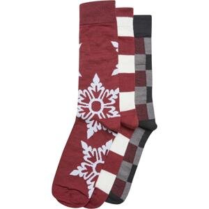 Vánoční ponožky Snowflake 3-balení - vínové