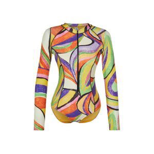 Trendyol Abstract Patterned Zippered Long Sleeve Surf Swimsuit