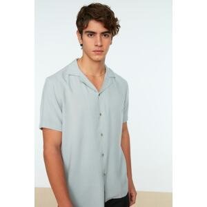 Trendyol Gray Regular Fit Wide Collar 100% Viscose Summer Flowy Viscose Shirt