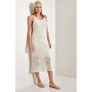 Bianco Lucci Women's Round Patterned Strappy Knitwear Dress