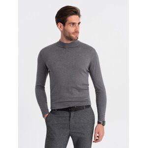 Ombre Men's knitted half-golf with viscose - grey melange