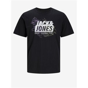 Černé pánské tričko Jack & Jones Map - Pánské