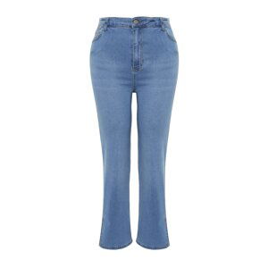 Trendyol Curve Light Blue Slit Detail Straight Fit Denim Jeans