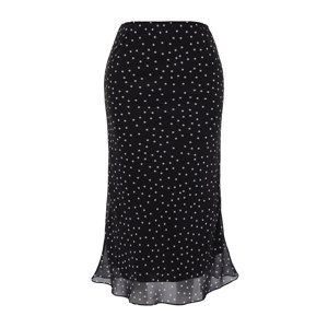 Trendyol Curve Black Polka Dot Herringbone Woven Skirt