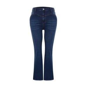 Trendyol Curve modré džíny s detaily švů a rozšířeným střihem