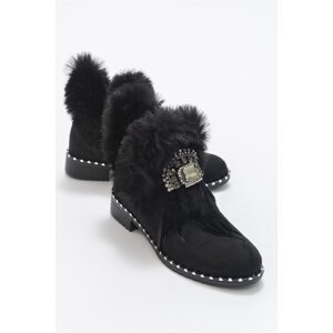 LuviShoes Abuse Women's Black Suede & Shearling Boots