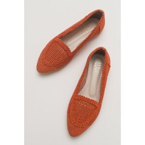 LuviShoes 101 Orange Knitted Women's Flat Shoes