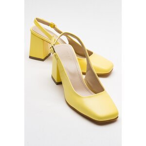 LuviShoes LIBBY Women's Yellow Skin Heeled Sandals