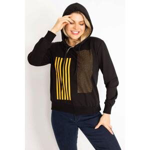 Şans Women's Plus Size Gold Front Detailed Hooded Sweatshirt